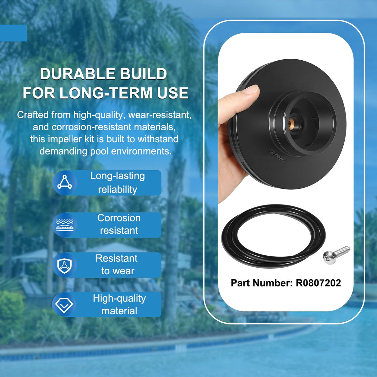 Camoo durable backplate O-ring image highlighting reliable seal against pool water