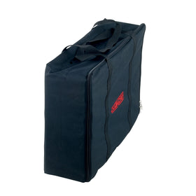 Camp Chef accessory carry bag side view showing rugged beige exterior for camping gear