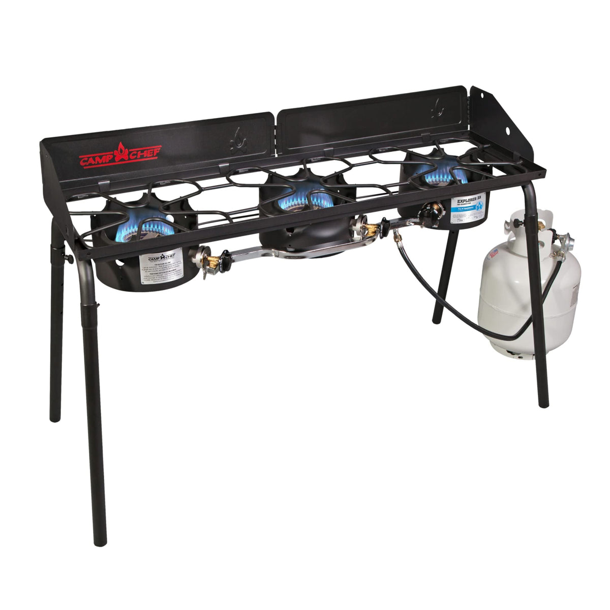 Camp Chef Explorer 3X stove overview for outdoor cooking versatility and group meals.