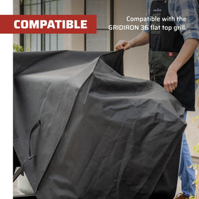 Camp Chef Gridiron 36 patio cover fabric detail shows heavy-duty 600D coating