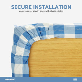 Camper Matters blue and white pattern suits casual outdoor dining