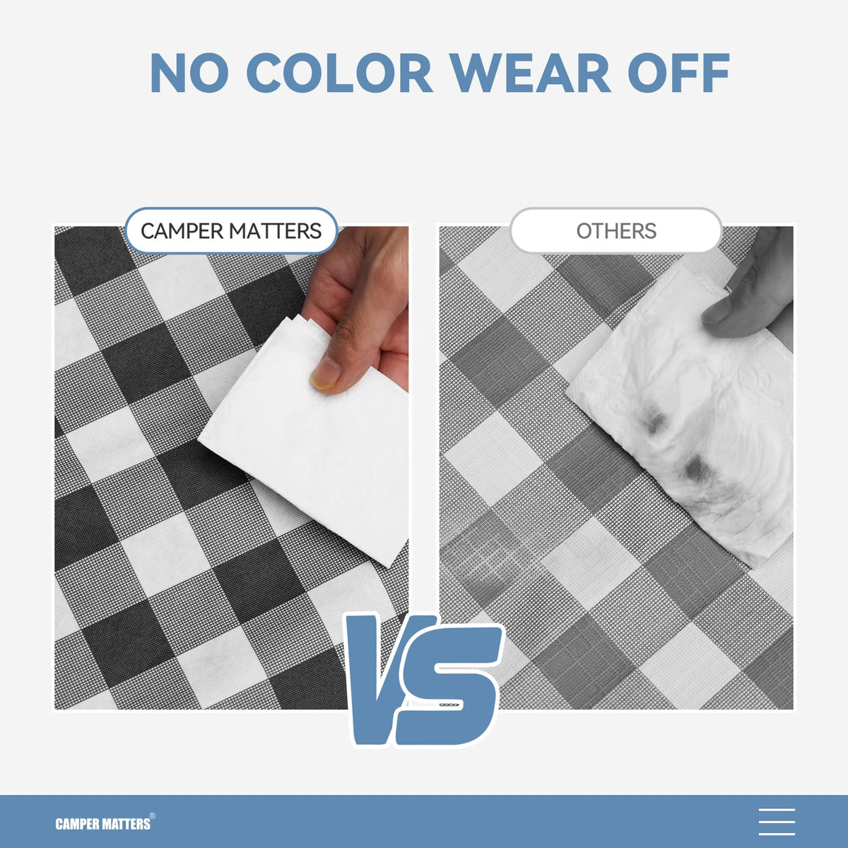 CAMPER MATTERS easy to wipe clean with a towel