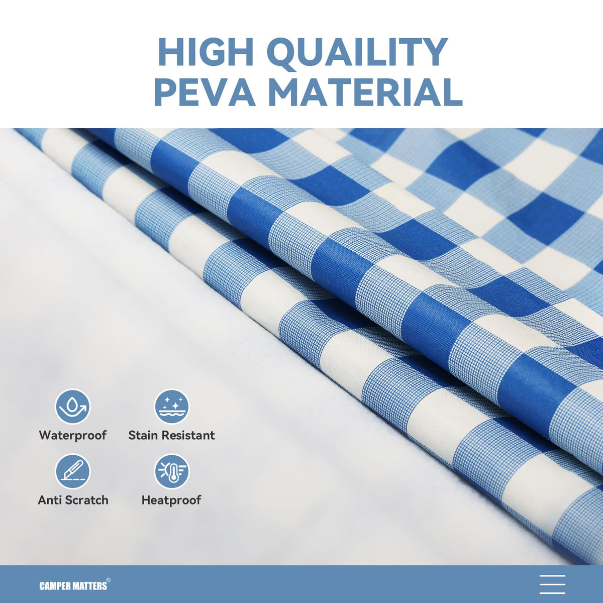Camper Matters elastic edge secures covers on windy picnics