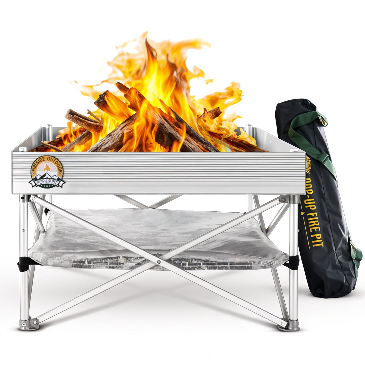 Campfire Defender 24in pop-up fire pit ready for quick setup outdoors