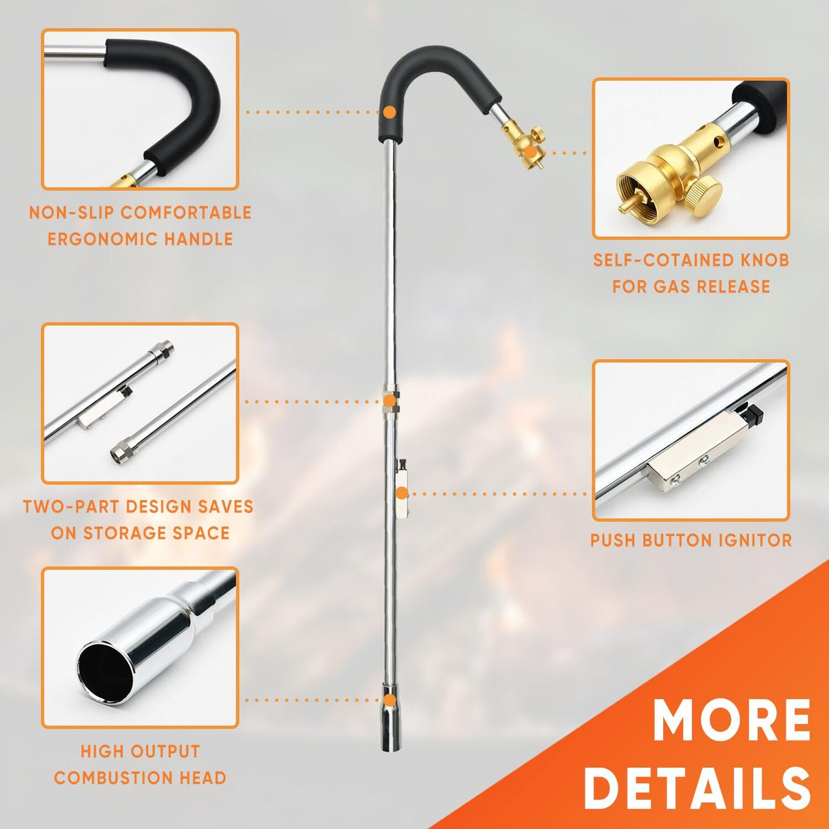 CAMPFIRE weed burner torch brass connector highlights a secure fuel link