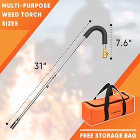 CAMPFIRE weed burner torch shown with storage bag for portability and tidy storage