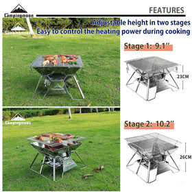 Camping Moon MT-2 dual-function fire pit and grill for meals or ambiance