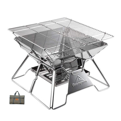 Camping Moon MT-2 portable campfire grill in action for easy transport