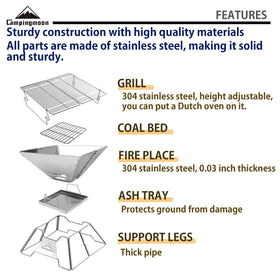 Camping Moon MT-2 stainless-steel construction for outdoor use