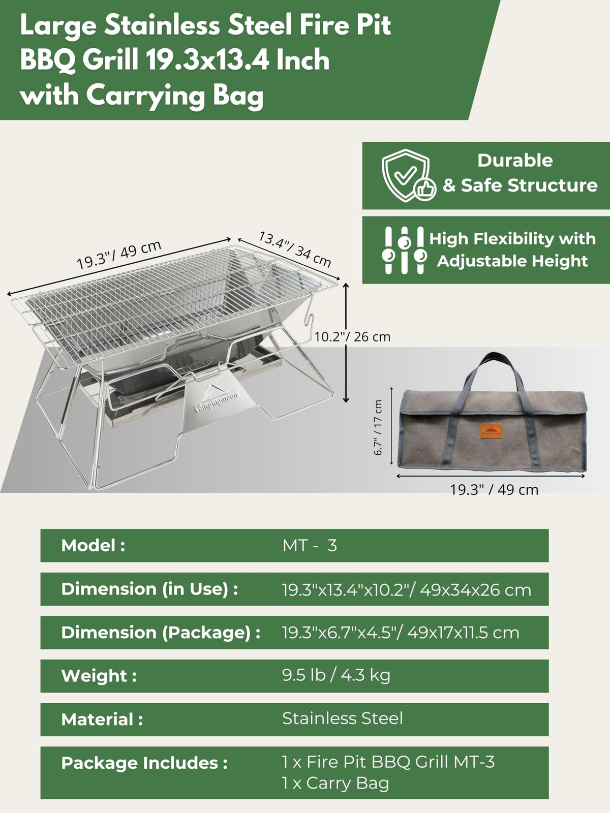 Camping Moon MT-3 great for beach, tailgate, or backyard cookouts.