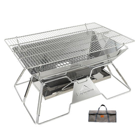 Camping Moon MT-3 folded fire pit in carry bag for travel convenience.