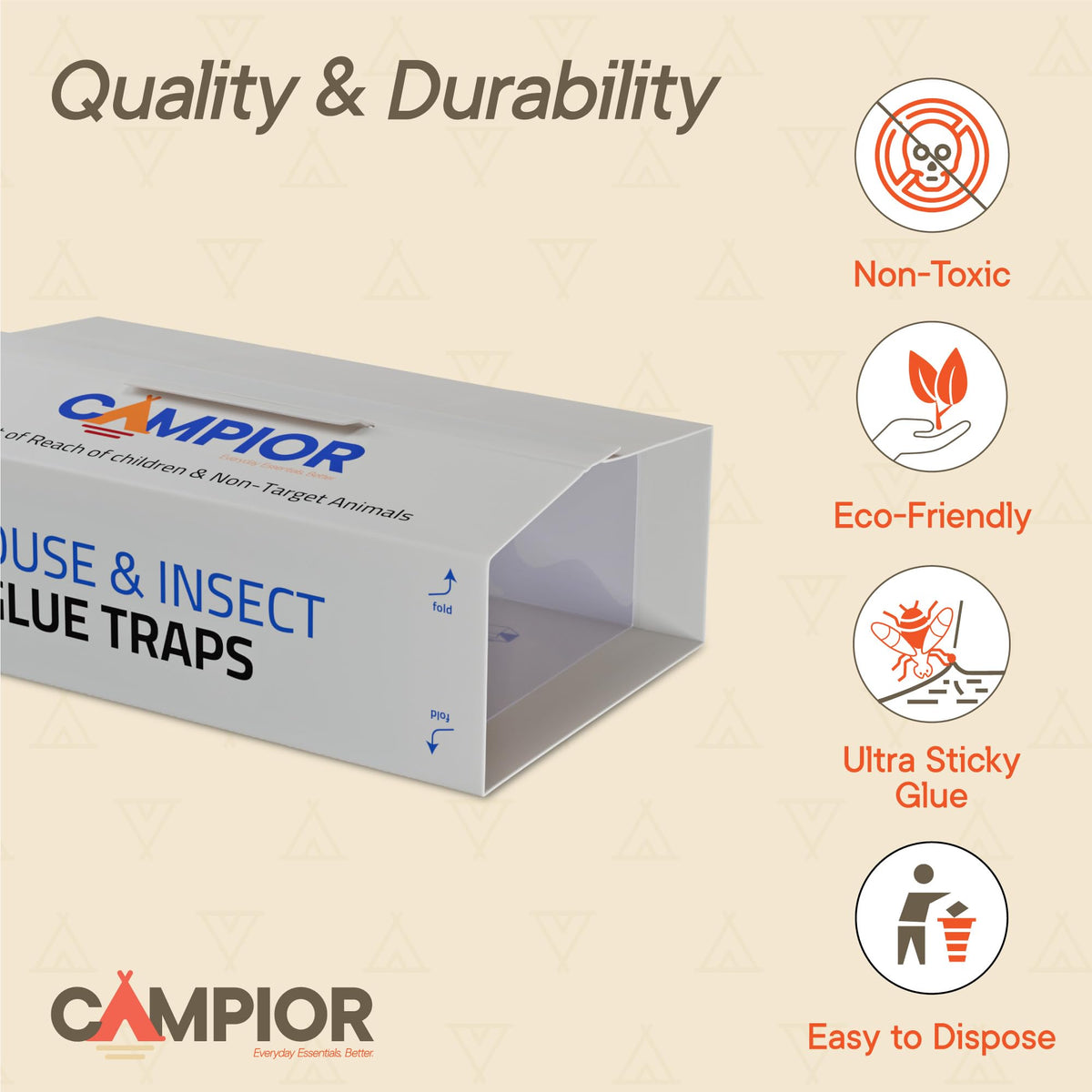 Campior Glue Traps pack opened to reveal pre-baited boards for easy monitoring.