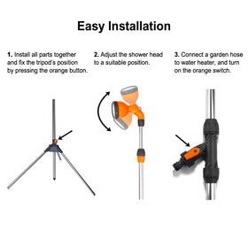CAMPLUX adjustable shower head height up to 7.25 ft for easy rinsing