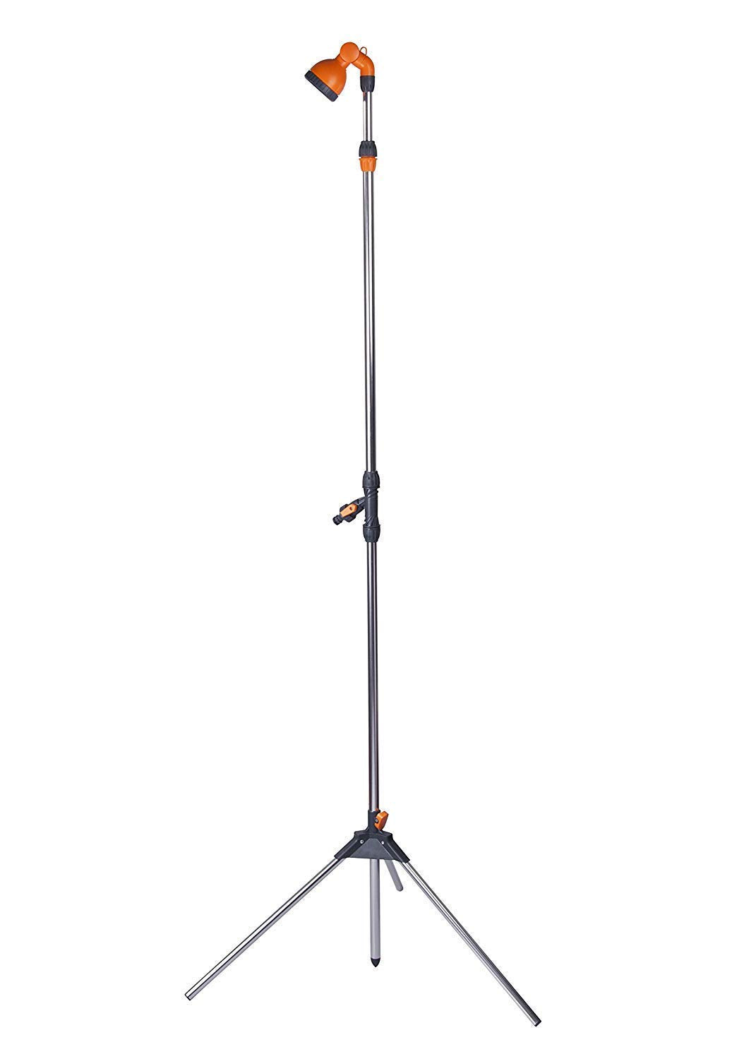 CAMPLUX portable shower on a sturdy tripod stand for poolside use