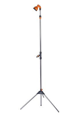 CAMPLUX portable shower on a sturdy tripod stand for poolside use