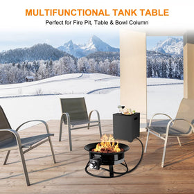 CAMPLUX easy-assembly tank cover table ready for outdoor use.