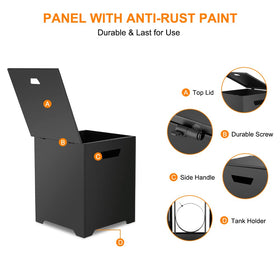 CAMPLUX tank holder with securing bolt keeps tank stable.
