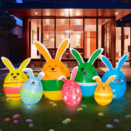 CAMULAND Easter inflatable with LED lights brightens your yard at night.