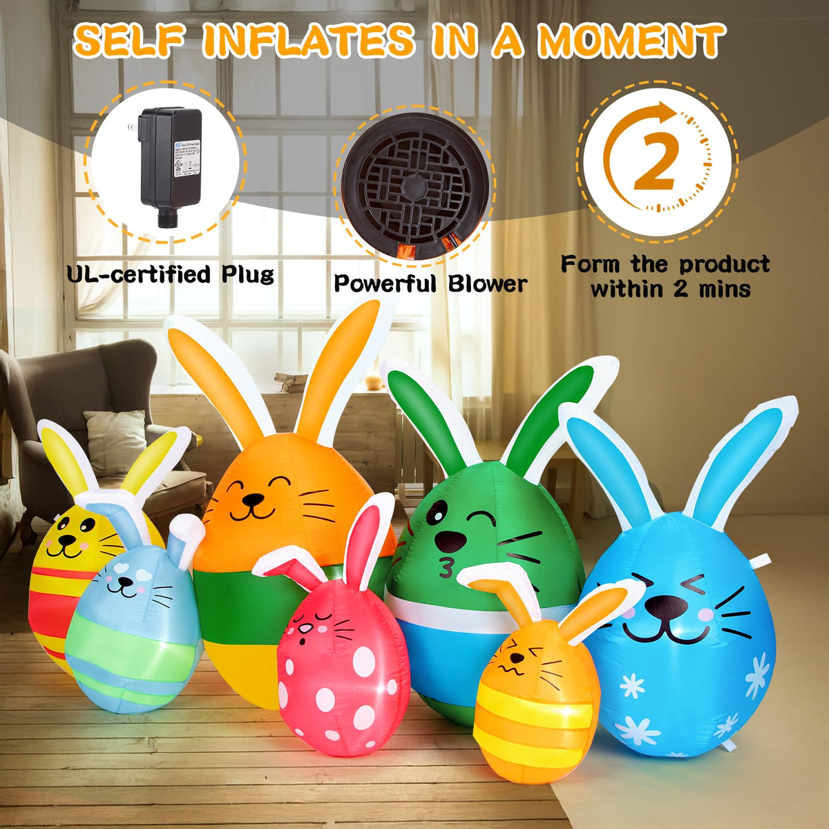 CAMULAND outdoor Easter eggs bunny display lights up evenings for festive charm.