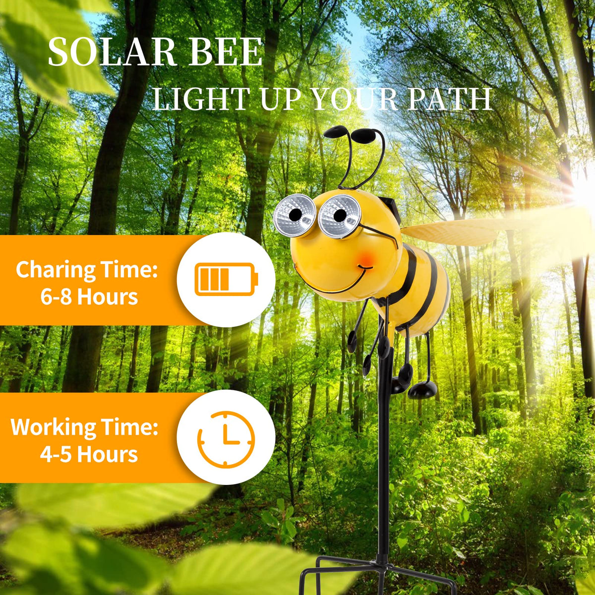 Canabear 36-inch metal bee stake for garden and yard display.