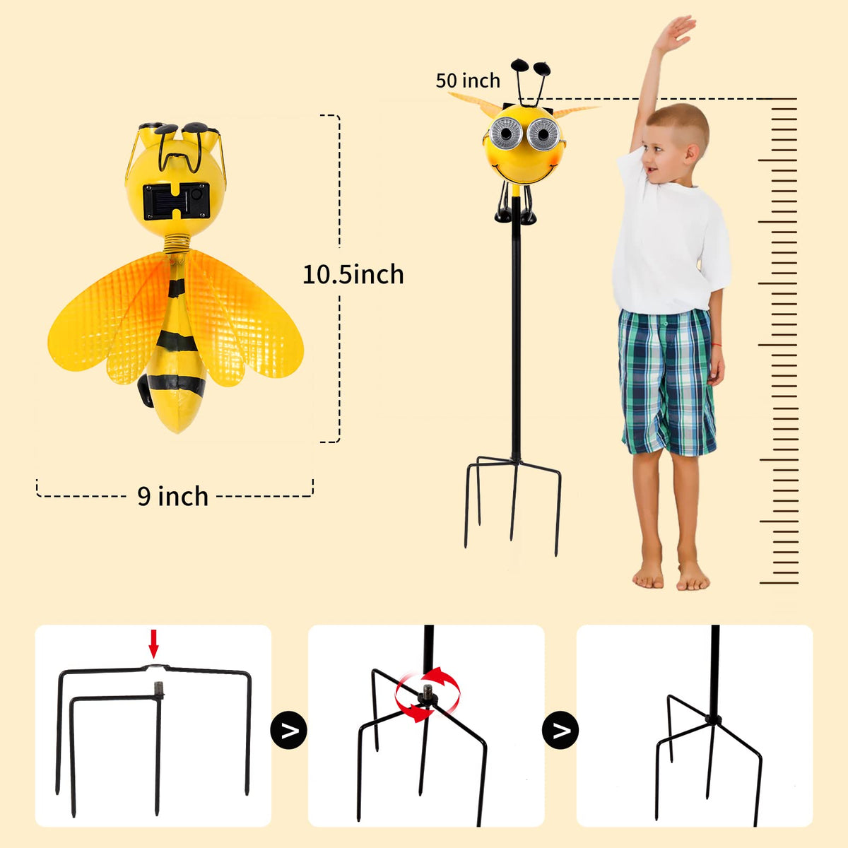 Canabear bee yard art sways with wind for dynamic garden decor.