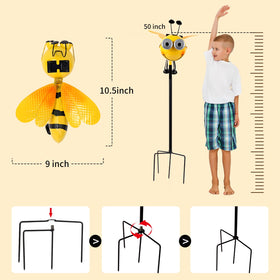 Canabear bee yard art sways with wind for dynamic garden decor.