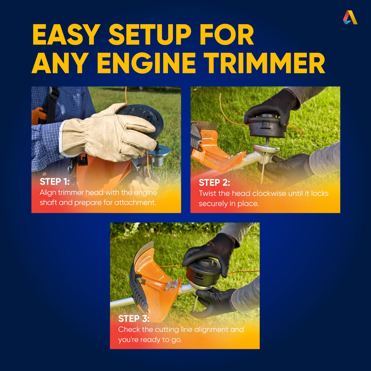 Canamax 10mm bolt adapter detail ensures secure mounting on compatible trimmers.