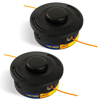Canamax 25-2 trimmer head front view for quick bump-feed line advancement.