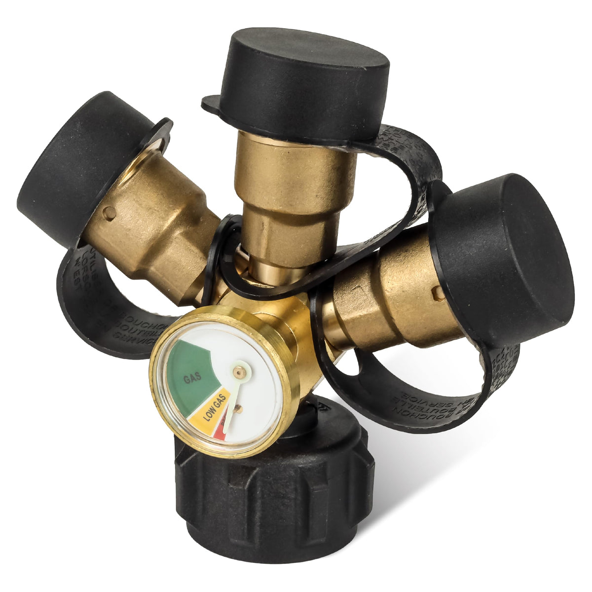 Canamax 3-Way Propane Splitter front view for versatile outdoor gas setup