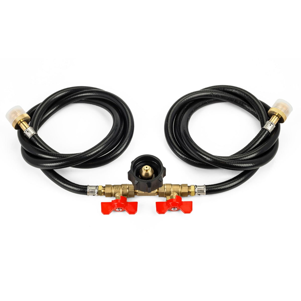 Canamax 5ft propane Y-splitter hose enabling camping connections.