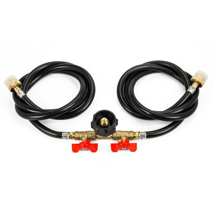 Canamax 5ft propane Y-splitter hose enabling camping connections.