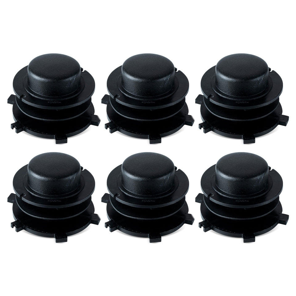Canamax 6-pack trimmer head spools for Autocut 25-2, ensuring smooth line feeding.