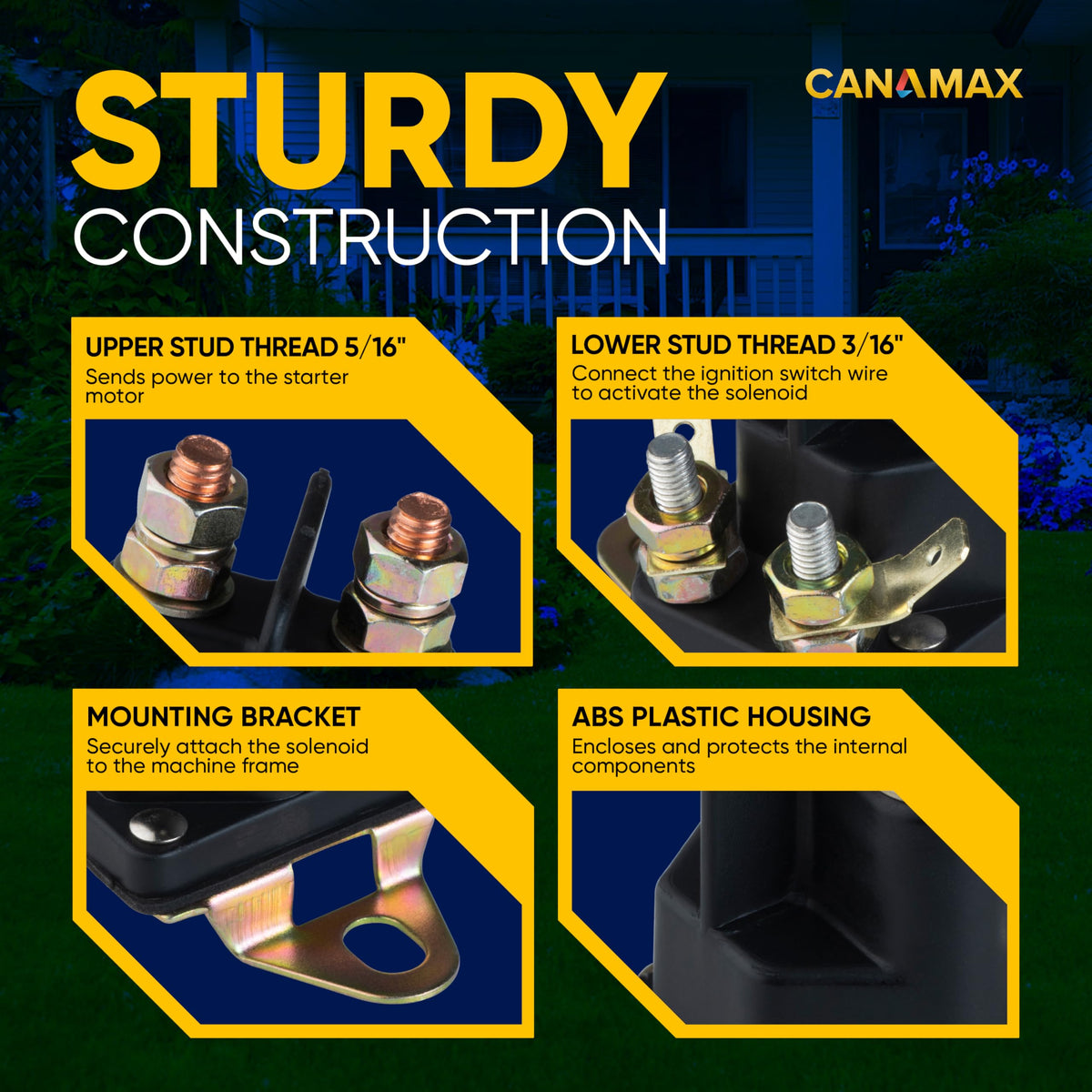 Canamax compatibility guide image shows broad TimeCutter and Exmark model coverage.