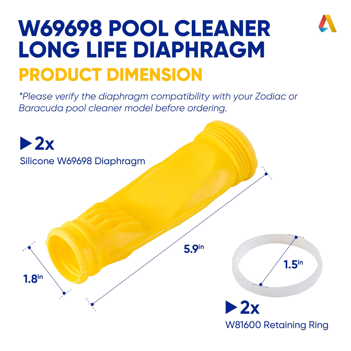 Canamax W81600 retaining ring for secure fit in pool cleaner diaphragm assemblies