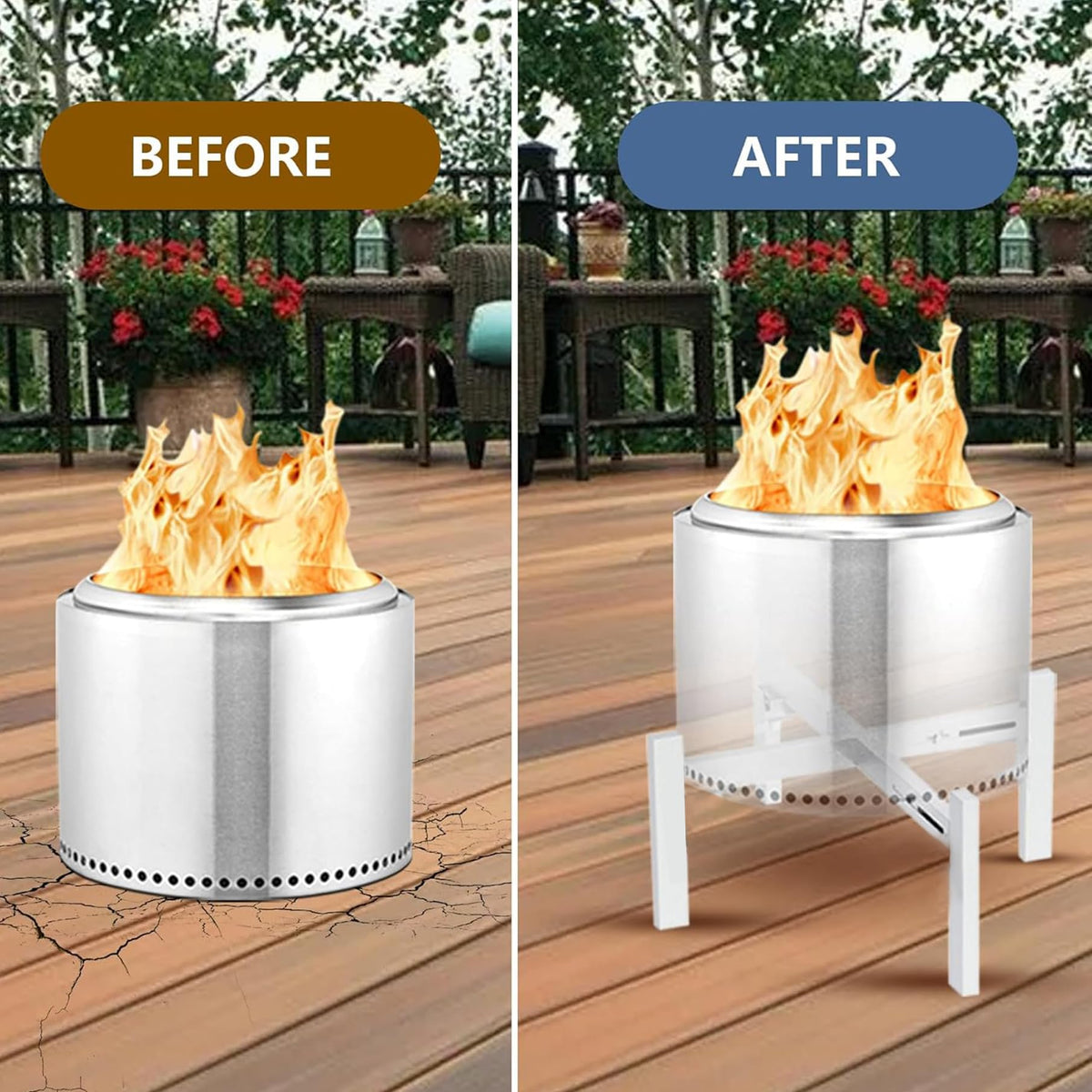 Candana firepit stand made of 304 stainless steel for durability