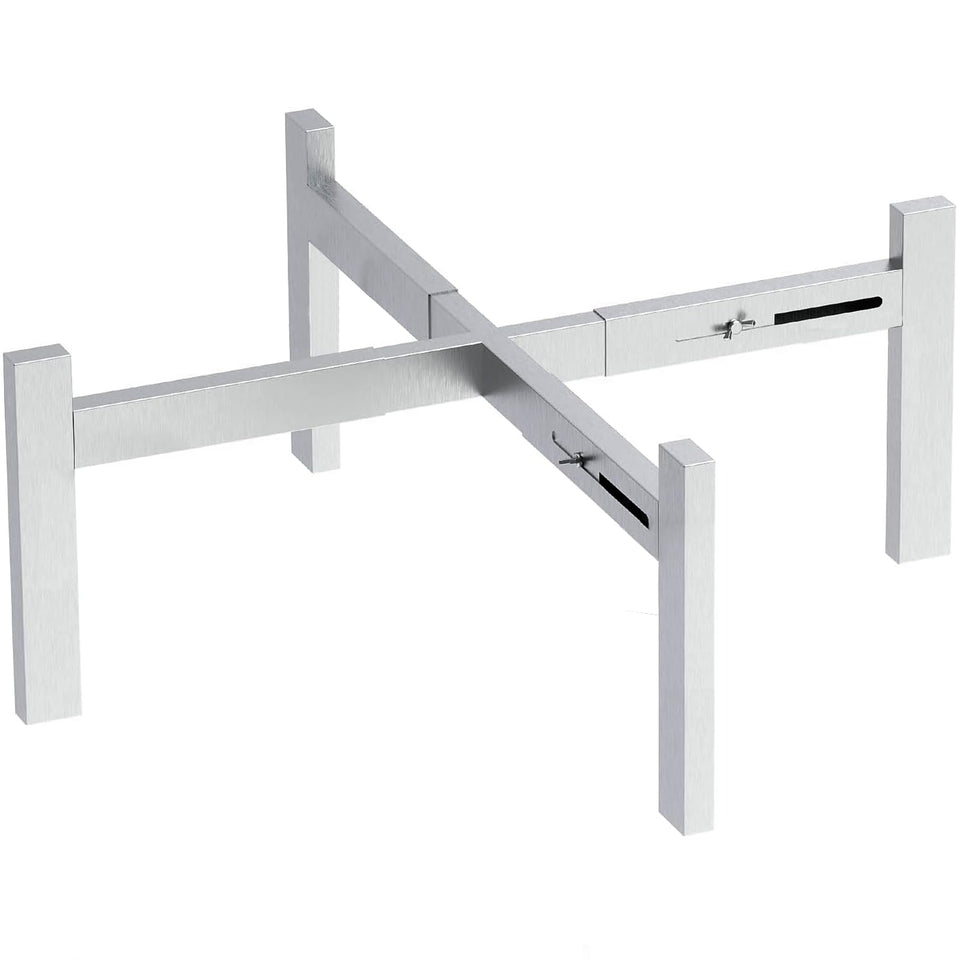 Candana firepit stand showing adjustable range for Solo Stove 15-27 inches