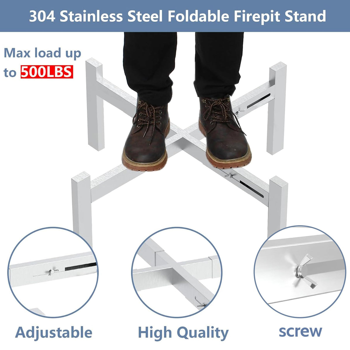 Candana firepit stand extended to fit 15-27 inch fire pits