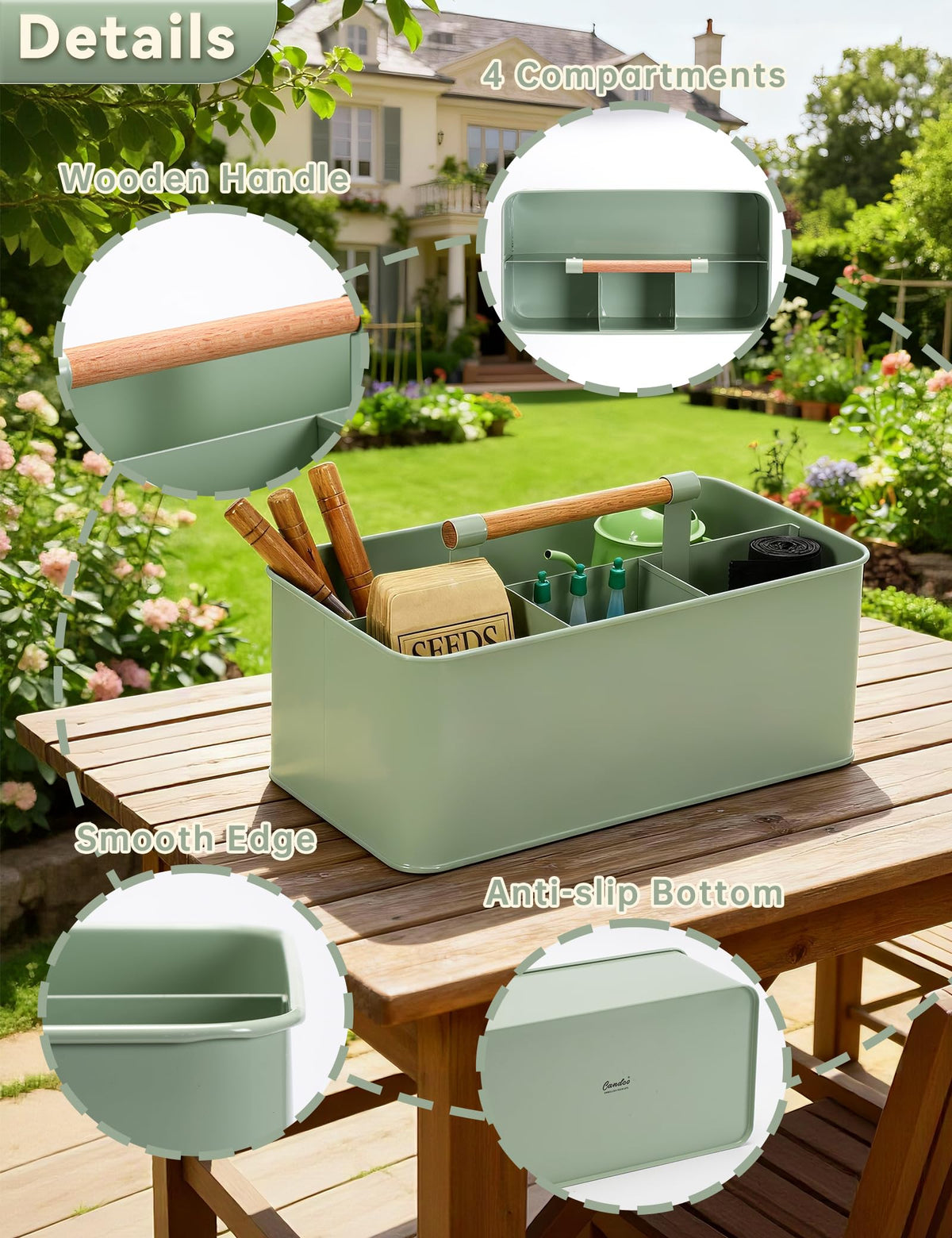 Candco weather-resistant metal design withstands rain and sun in outdoor spaces.