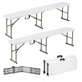 Candockway 6ft folding bench with carrying handle for easy outdoor transport.