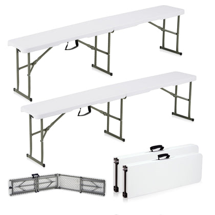 Candockway 6ft folding bench with carrying handle for easy outdoor transport.