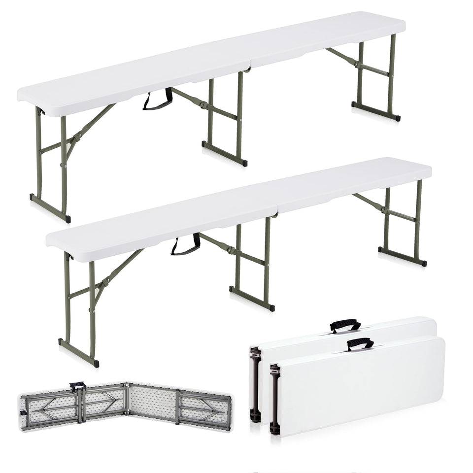 Candockway 6ft folding bench with carrying handle for easy outdoor transport.