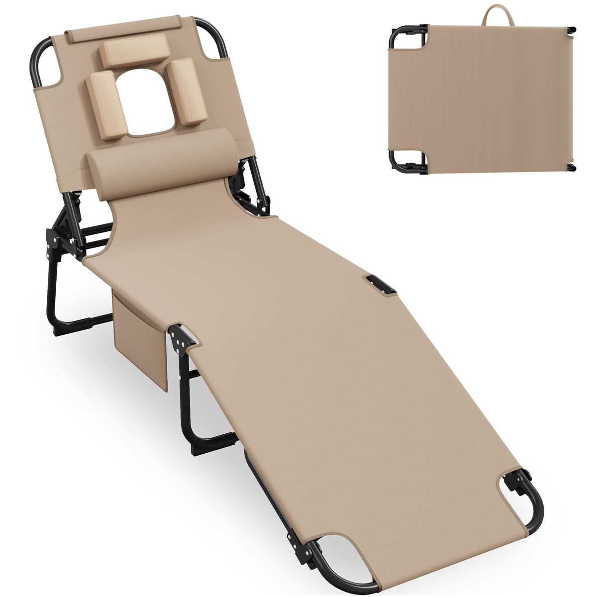 Candockway tanning chair with face hole for comfortable sunbathing