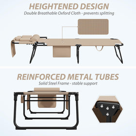 Candockway tanning chair folded open for quick setup