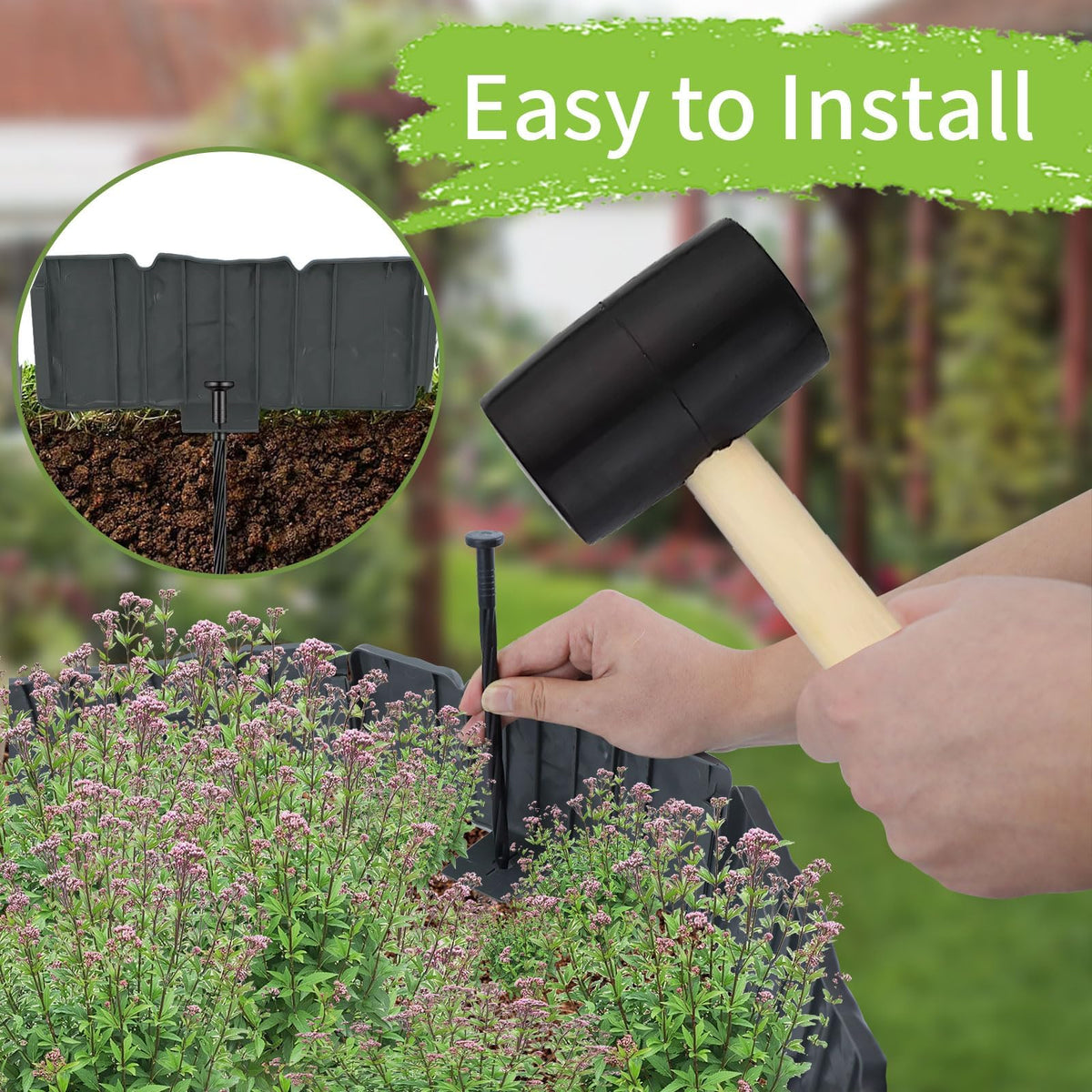 Candyhouse edge stakes at 20 cm support the border securely.