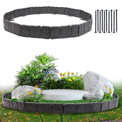 Candyhouse garden edging border with imitation stone finish for a tidy, durable flower bed.