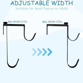 CANIPHA adjustable pool hanger shows 4.5in width, fits fences
