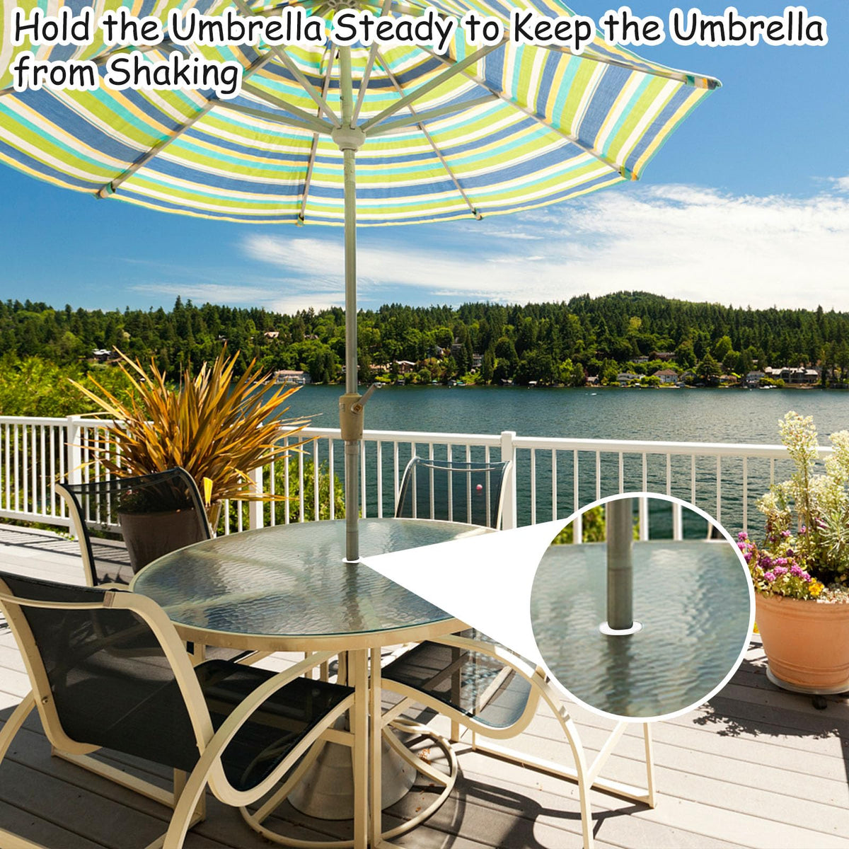 CANIPHA easy-install ring speeds umbrella setup with a firm fit.