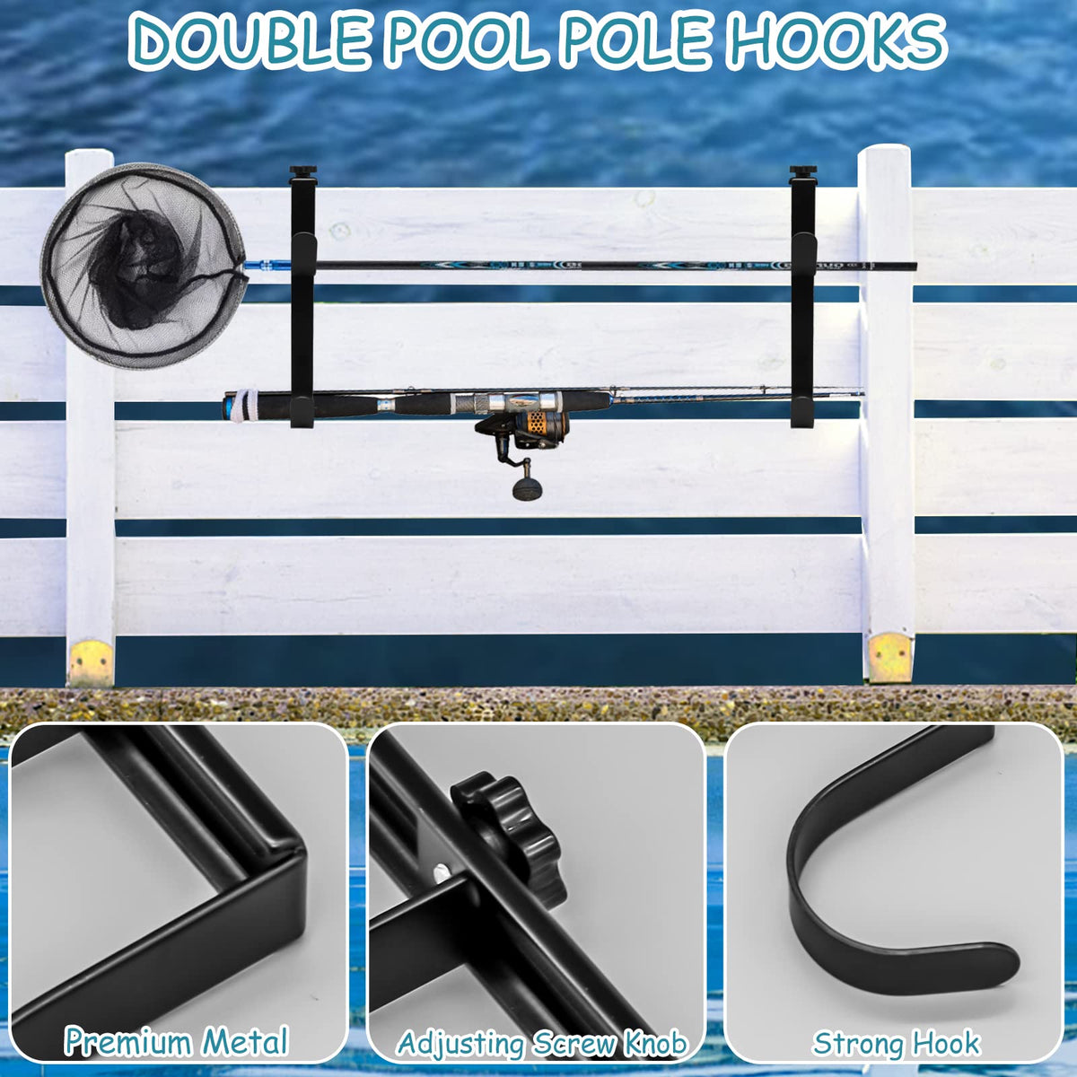 CANIPHA sturdy metal pool hook with strong load-bearing capacity
