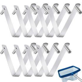 CANIPHA v-shaped pool brush clip mounted on a pole for secure attachment.