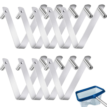 CANIPHA v-shaped pool brush clip mounted on a pole for secure attachment.